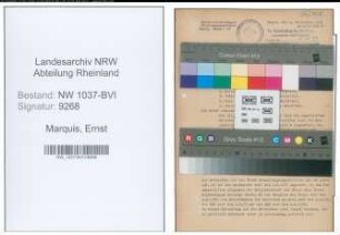 Entnazifizierung Ernst Marquis , geb. 11.05.1903 (Angestellter)