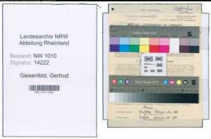 Entnazifizierung Gertrud Giesenfeld , geb. 01.08.1920 (Kaufm.Angestellte)