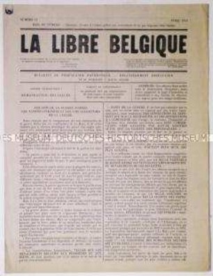 Illegale Wochenzeitung aus dem besetzten Belgien "La Libre Belgique" u.a. über die deutschen Kriegsziele sowie zur Verletzung der belgischen Neutralität