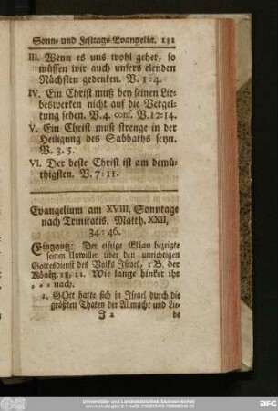 Evangelium am XVIII. Sonntage nach Trinitatis. Matth. XXII, 34 - 46.