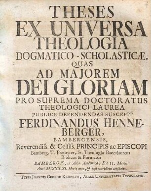 Theses ex universa theologia dogmatico-scholasticae