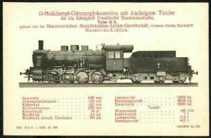 D-Heißdampf-Güterzuglokomotive mit 3 achsigem Tender