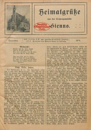 1.1914: Heimatgrüße aus der Kirchengemeinde Sienno