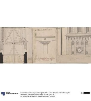 Züllichau (Sulechów). Entwurf zur Wiederherstellung der Stadtkirche. Detail der Empore