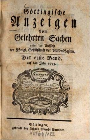 Göttingische Anzeigen von gelehrten Sachen. 1775, 1