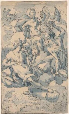 Venus, Mars, Juno und Jupiter in den Wolken
