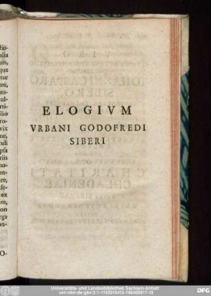 Elogium Urbani Godofredi Siberi