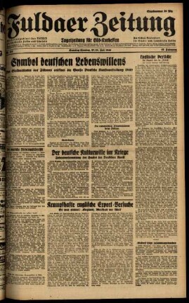 Ausgabe vom Sonntag, den 28. Juli 1940.