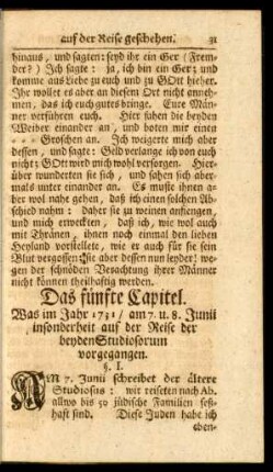 Das fünfte Capitel. Was im Jahr 1731, am 7. u. 8. Junii ... vorgegangen.
