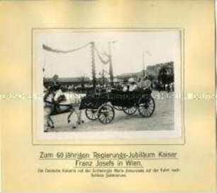Das deutsche Kaiserpaar bei Kaiser Franz Joseph anlässlich des 60jährigen Regierungsjubiläums