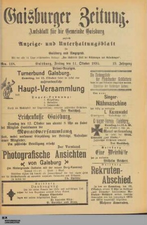 Gaisburger Zeitung : Amts- und Unterhaltungsblatt für die Stadtteile Ostheim, Gaisburg, Gablenberg
