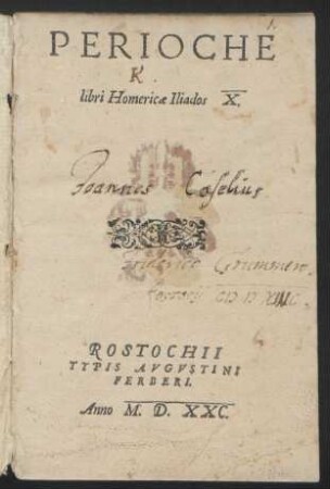 PERIOCHE || libri Homericae Iliados X.||