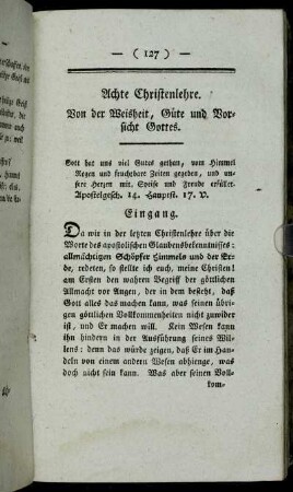 Achte Christenlehre. Von der Weisheit, Güte und Vorsicht Gottes.