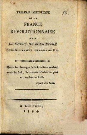 Tableau Historique De La France Révolutionnaire