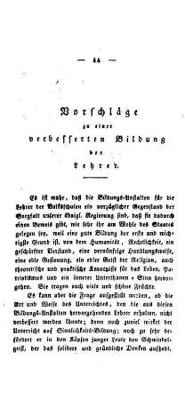 Vorschläge zu einer verbesserten Bildung der Lehrer