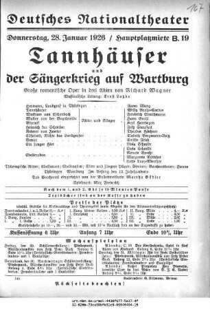 Tannhäuser und Der Sängerkrieg auf Wartburg