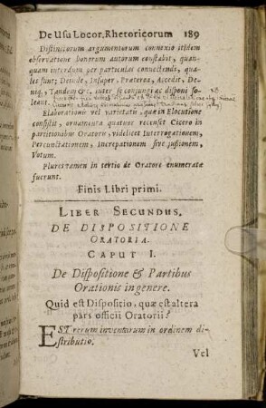 Liber Secundus. De Dispositione Oratoria