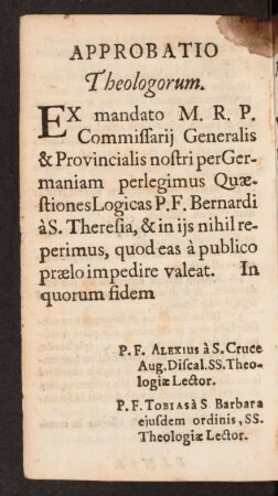 Approbatio Theologorum.