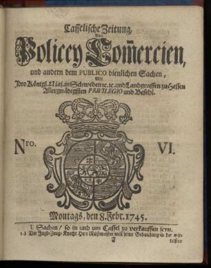 Nro. VI, Montags, den 8. Febr. 1745