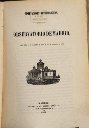 Observaciones meteorológicas efectuadas en el Observatorio de Madrid. 1869/70, 1869/70 (1871)