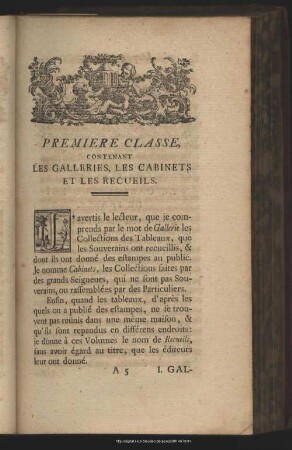 Premiere Classe, Contenant Les Galleries, Les Cabinets Et Les Recueils