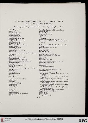 General index to the text apart from the catalogue proper