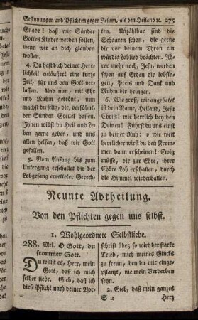 Neunte Abtheilung. Von den Pflichten gegen uns selbst.