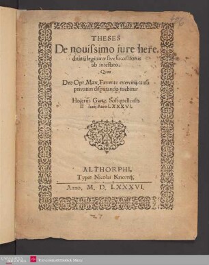 Theses de novissimo iure hereditatis legitimae sive successionis ab intestato