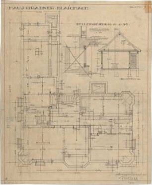 Fischer, Theodor; Blaichach; Haus Gradner - Grundriss Keller, Schnitt