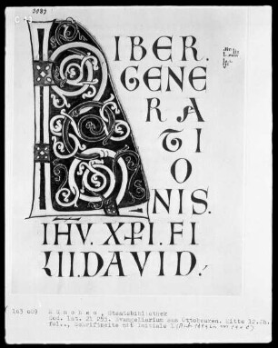 Evangeliar aus Kloster Ottobeuren — Initialseite L(iber generationis)