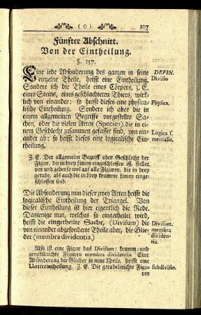 Fünfter Abschnitt. Von der Eintheilung.
