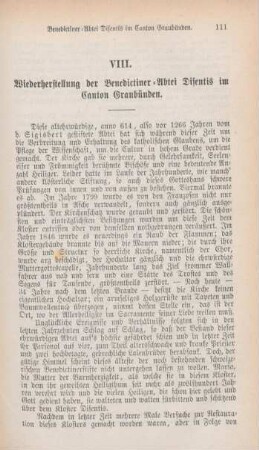 111-112 Wiederherstellung der Benedictiner-Abtei Disentis im Canton Graubünden