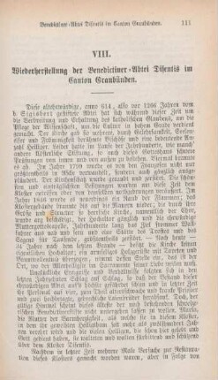 111-112 Wiederherstellung der Benedictiner-Abtei Disentis im Canton Graubünden