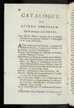 86-92 Catalogue de livres nouveaux