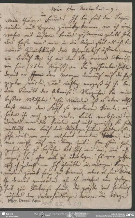 Eigenh. Brief von Dorothea von Schlegel an August Wilhelm von Schlegel, Wien, 08.11.1809