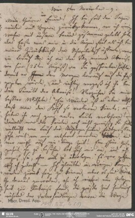 Eigenh. Brief von Dorothea von Schlegel an August Wilhelm von Schlegel, Wien, 08.11.1809