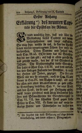 Erster Anhang Erklärung des neunten Capitels der Epistel an die Römer.