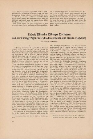 42-47 Ludwig Uhlands Tübinger Vorfahren und der Tübinger Ast des Geschlechts Uhland aus Lindau-Hohebuch