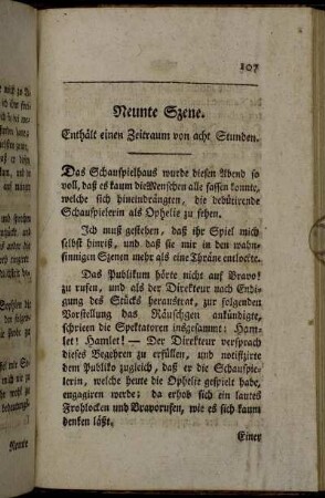 Neunte Szene. Enthält einen Zeitraum von acht Stunden.