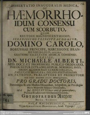 Dissertatio Inauguralis Medica, De Haemorrhoidum Consensu Cum Scorbuto