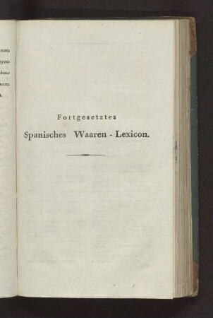 Fortgesetztes Spanisches Waaren-Lexicon.