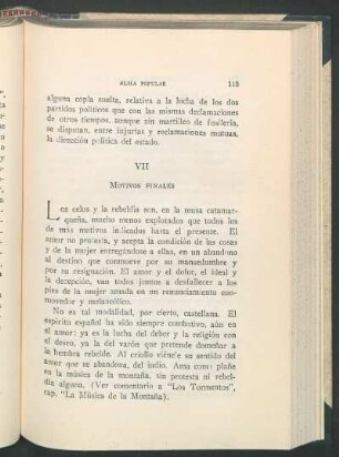 VII - Motivos finales
