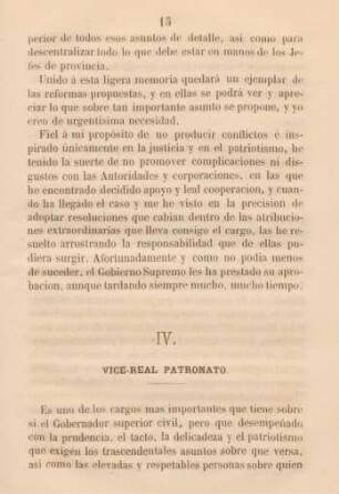 IV. Vice-real patronato