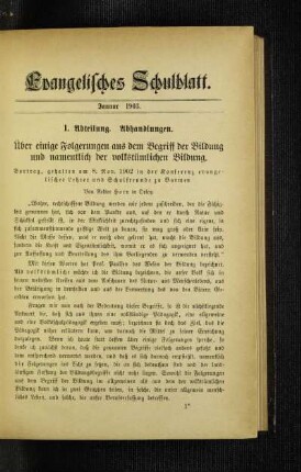 Über einige Folgerungen aus dem Begriff der Bildung und namentlich der volkstümlichen Bildung : Vortrag, gehalten am 8. Nov. 1902 in der Konferenz evangelischer Lehrer und Schulfreunde zu Barmen