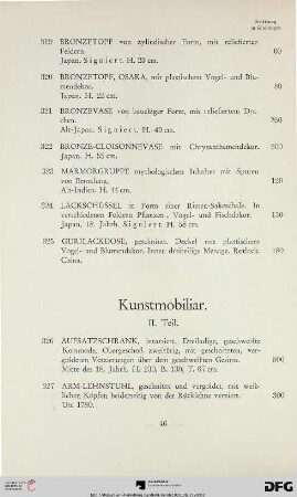 Kunstmobiliar (II. Teil) (Nr. 326-339)