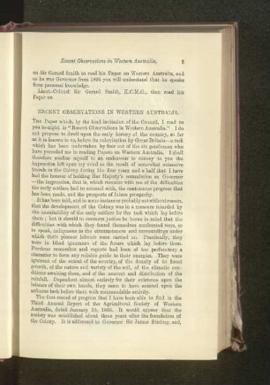 Recent Observations in Western Australia. Lieut-Colonel Sir Gerard Smith, K.C.M.G.
