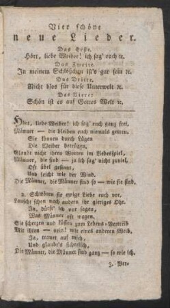 Hört, liebe Weiber! ich sag' euch ganz frei, Männer - die bleiben euch niemals getreu
