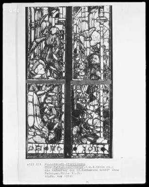 Katharinenfenster: Die Radmarter der heiligen Katharina trifft ihre Peiniger