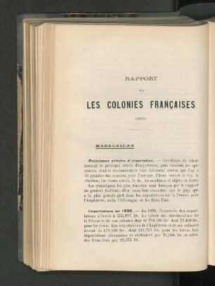 Rapport Sur Les Colonies Francaises.