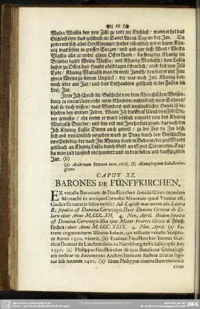 Caput XX. Barones de Fünffkirchen